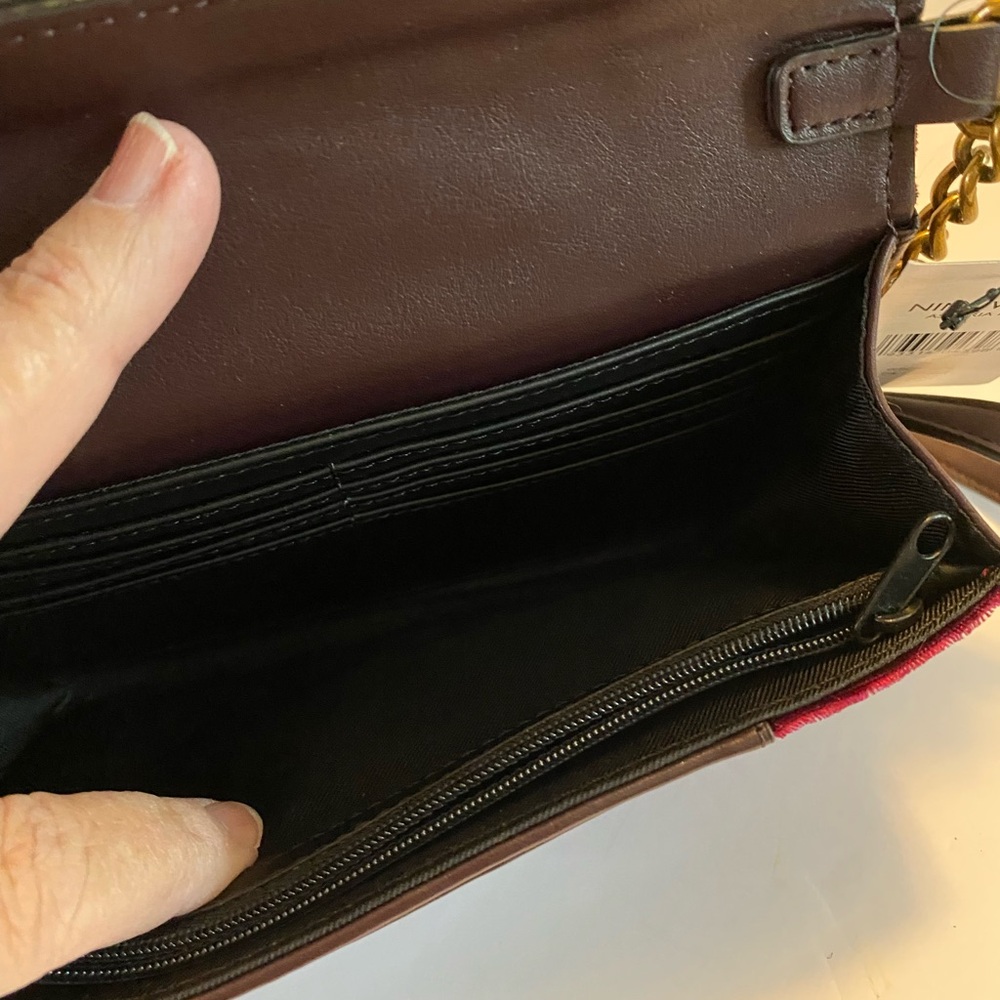 Nine West Rich Red/Burgundy Velvet Crossbody Bag NWT - Picture 10 of 12